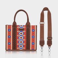 Vintage Tote Bag for Women Retro Shoulder Handle Satchel Boho Western Handbag Crossbody Bags 27*12*21.5cm raudona