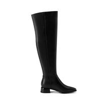 Krazing Pot cow skin Autumn Winter Shoes thick Heels Plus Size 45 Size 44 Women Keep Warm zipper decorations Over-the-knee Boots 34 juoda