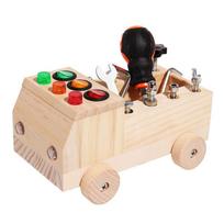 Wooden Montessori Busy Board Sensory Toys Switch Control Box LED Light Tool Cart Screw Game Early Learning Toy for 2-4 Years Old