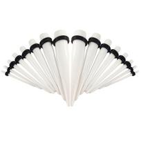 16 vnt. daugiaspalvių akrilinių ausų smailų, kištukų, matuoklių, plėstuvų 14G (1,6 mm) - 00g (10 mm) Kūno tunelių tempimo rinkinys balta