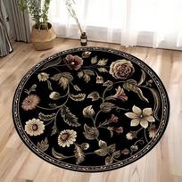 Prabangus gėlėtas kilimas, apvalus plaunamas neslystantis didelis kilimas miegamajam kambariui, biurui, sodybai, stilingas namų dekoras, lauko kilimas 80X80CM