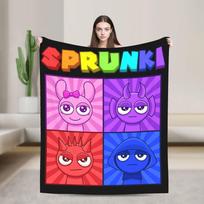 Sprunkies Kids Characters Sprunki Blankets Flannel Printed  Breathable Ultra-Soft Throw Blanket for Bed Office Rug Piece 75x100cm 30x40in