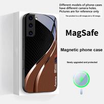 Aukštos kokybės odos tekstūra For Magsafe Samsung S25 S25 Edge S25Ultra S8 9 10 20 S21 Pro 22 Plus S23 FE S24 Ultra Stiklinis telefono dėklas Galaxy S24 Ultra