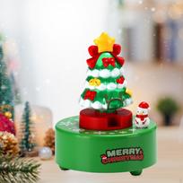 Christmas Tree Music Box Ornament Rotation Xmas Musical for Bedroom Decoration Without Light