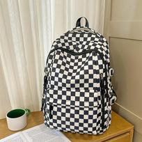 Minimaliai languotas studento kuprinė, vyras koledžo studentas, pagrindinės mokyklos mergaitė, didelės talpos kuprinė, moteriška peties rankinė juoda