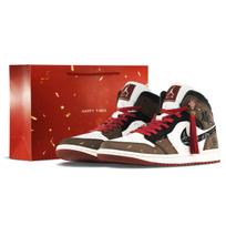 Jordan Air Jordan 1 Cushioning, Wear Resistant Mid top Vintage Basketball Shoes Unisex Mocha DQ8426-105(Team1302-S-BOX) 40.5