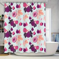 Stylish Fruits Shower Curtain featuring Fig Leaves in Pink Purple for Bathroom Decor Quick Dry Waterproof Fabric 72x84in (183cm W90xH180cm