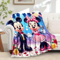 1pc Flannel Minnie Mouse & Mickey Mouse Couple Bed Throw Blanket - Home Decoration Happy Time 75x90cm