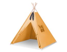 Vaikų tipi palapinė + plunksnų pakabukai - Garstyčių spalvos