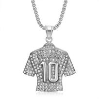 Commemorate Messi No.10 Jersey Pendant Necklace for Football Fans -Classic Stainless Steel Jersey Necklace,Sports Couple Jewelry 60cm