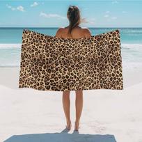Beach Towel Leopard Print Bath Pool Towels Brown Animals Fur Skin Absorbent Beach Towel Soft Large Quick Dry Lightweight Camping W40*H60(CM)