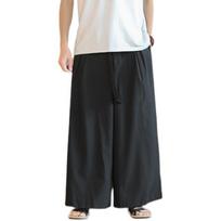 Spring Summer Men Japan Samurai Thai Wide Leg Pants Chinese Urban Streetwear Loose Pants Male Black Long Bottoms Trousers XL juoda