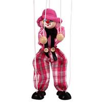 Marionetė, virvelinė lėlė, medinė lėlė, rankų darbo medinė marionetė, teatrinė marionetės žaislas, žalia marionetė (klounas, Type 3