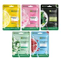 Garnier Skin Naturals, Face Mask Set, Hydrating, Pore Reducing, Brightening, Enhances Glow, Hydra Bomb Serum Mask & Black Serum Mask, 5 pcs, 140g 5 pcs, 140g