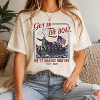 Get In The Boat Crossing The Delaware Shirt, 4th of July Shirt, Patriotic George Washington Tee, America 250 T-Shirt S