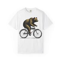 Whimsical Bear Bicycle T-Shirt: Unisex Cotton Tee for Animal Lovers S