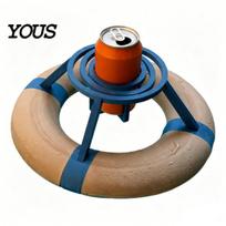 Floating Drink Holder Gyro Cup Holder, The Beer Buoy Anti Spill Can Lightweight Pool Float for 12oz Standard Cans, Beverage Summer Water Fun tamsiai ruda spalva
