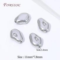 18K Gold Plated Irregular Bean Shape Spacer Beads,Smooth Metal Oval Loose Bead For DIY Bracelet Necklace Jewelry Making Findings 2 pieces