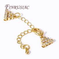18K Gold Plated Lobster Clasp with Extension Chain Connector For Jewelry,DIY 3-Strand Beading Accessories For Bracelets Findings 1 piece