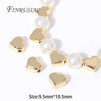Trendy 18K Gold Plated Brass Metal Big Heart Beads High Quality Spacer Beads Separators DIY Jewelry Making Supplies Wholesale 4 Pieces