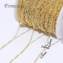 18K Gold Plated Rectangle Chains For Necklaces Bracelets DIY Jewelry Making Supplies,Decorative Needlework Chain Fittings 1 meter