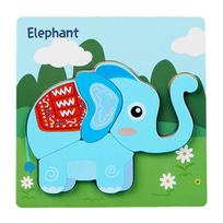 High Quality 3D Wooden Puzzles Safe Portable Animals Cognitive Jigsaw Puzzle Cute Animal Series Cartoon Animals Puzzles Children
