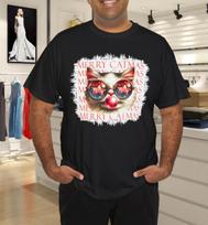 Men's and Women's T-shirts Cute Black Cat Funny Meowy Christmas Light Xmas Holiday T-Shirt M