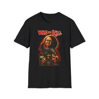 Men's and Women's T-shirts vhs and kill Chucky Unisex Softstyle T-Shirt, Horror movie tee, Cult XXXXL