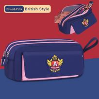 Three-layers Pen Bag British Style Cosmetic Storage Bag Cartoon Pencil Case  Gift 01