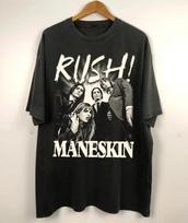 Men's and Women's T-shirts Vtg Maneskin Band Tour Concert Cotton Black S-5XL Unisex Shirt BT043 XL