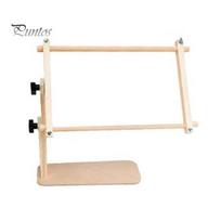 Secure Embroidery Hoop Holder Tabletop Stand, Adjustable Needlework Cross Stitch Frame Holder, Wooden Clamp, Rotating Craft Rack, Needlepoint A beige