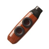 Kazoo Flute Double Hole Portable Accompaniment Musical Instrument Adjustable Treble and Bass Redwood Grain