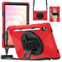 for Samsung Galaxy Tab S11 Case ( (2025 Released, 11inch), 360° Rotating Stand/Soft Hand Strap/ Adjustable with Pencil Holder raudona