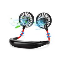 (black) Wearable Neckband Fans USB Rechargeable Leafless Mini Neck Fan Air Conditioner Cool Portable Bladeless Hanging Fans juoda