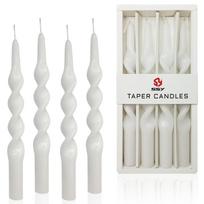 White Spiral Candlesticks Unscented -Set of 4 Twisted Candle Tapers for Holiday Wedding Party Home Dinner Decoration Party 10inch(25.40cm) balta