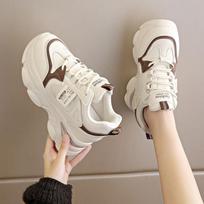 Women White Thick Sole Ultra Light Sneakers Breathable Comfortable Casual Running Shoes For Spring And Autumn 35