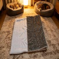 Reversible Dog Cooling Pad Ice Silk Warm Plush Double Sided Pet Mat Washable Foldable Portable Travel Bed For Car Crate Home (Gray,M) pilka spalva
