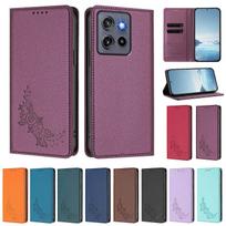 Slim RFID Wallet Case for Motorola Edge 50 Neo 5G PU Leather Flip Cover Card Slots Magnetic Closure Floral Embossed Design juoda
