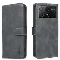 Compatible with Xiaomi POCO X6 Pro 5G RFID Blocking Card Slots Holder Soft PU Leather Shockproof Protective Phone Stand Wallet Case Cover juoda