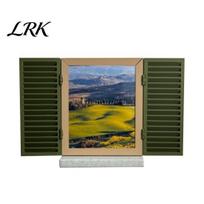 Bedroom Key Holder Mediterranean Window Photo Holder, Wall Mount Picture Frame Display Hanger, Decorative Hook Rack for Home, Office No Punch žalia
