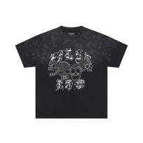 Niche High Street Trendy Brand Hip-Hop Casual Leather Embroidery Loose Heavy Cotton Short-Sleeved T-Shirt S juoda
