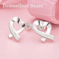 Elegant 925 Sterling Silver Luxurious Ribbon Love Stud Earrings for Women Fashion Wedding Party Gifts Jewelry sidabras