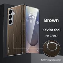 Phone Case for Samsung Galaxy Z Fold 7 6 5 Kevlar Textured PU Leather Magnetic Charging Shockproof Hinge Protective Cover Galaxy Z Fold7 ruda
