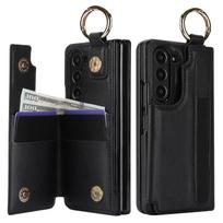 PU Leather Ring Phone Case for Samsung Galaxy Z Fold 7 6 5 4 3 Fold7 Fold6 Fold5 5G Wallet with Pen Holder & Card Slot (No Pen) Galaxy Z Fold4 juoda
