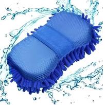 Multifunction Cleaning Tool 1pc Car Wash Glove Microfiber Chenille Car Wash Sponge Care Washing Detailing Brush Pad mėlyna