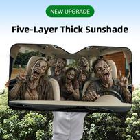Funny Zombie Car Ride Sun Visor Car Front Windshield Shade UV Block Heat Shield Foldable Universal Fit Cover