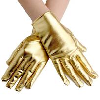 Fashion Shiny Bright Leather Gloves Long/Short Stage Performances Clubwear Mittens Gold Silver Color Etiquette Gloves Halloween