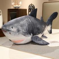 55-135cm Gyvas milžiniškas Megalodono ryklys pliušinis žaislas pagalvė Imitacija Pilkas ryklys Jūros gyvūnas pliušinis žaislas Namų dekoras Dovana vaikams about 55cm