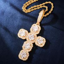 Cross-border Hot-selling Hip-hop Copper Inlaid Cross Necklace European and American Punk Individuality Pendant Accessories auksas