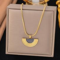 Dripping Oil Popular Geometric Necklace Spiral Fritillaria Fan Shaped Necklaces Luxury Premium and Fashionable Colorful Jewelry 41cm-50cm&18K Plating